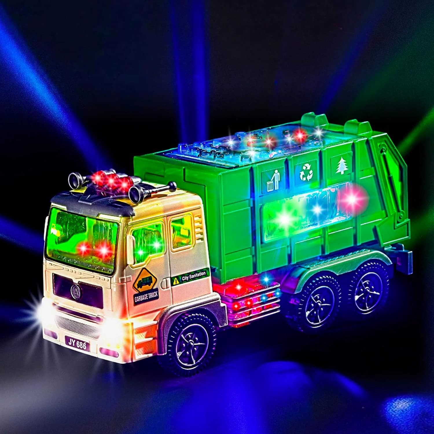 Garbage Truck for Kids with 4D Lights and Sounds - Automatic Bump & Go Car