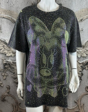 Damen T-Shirt Schwarz mit Strass Minnie Maus,...