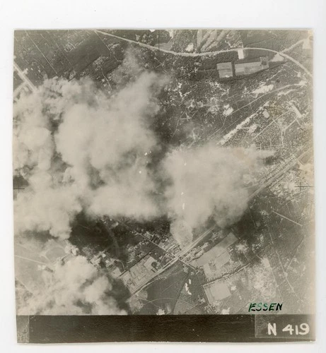 Arial photo from plane   Military vintage snapshot photo ww2 World War Two Essen