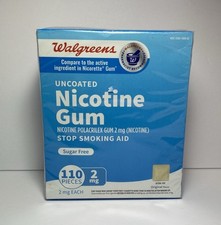 Nicotine Walgreen gum uncoated 2mg 110ct ORIGINAL sugar free EX2026