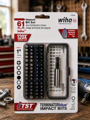Wiha 76868 GoBox TerminatorBlue 61-Piece Impact Bit Set Phillips Torx Hex SAE