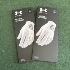 Under Armour Men?s Left Hand Tour Leather GolfGlove New Size M/L White 2 pack