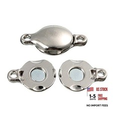Brass Made Round Magnetic Clasps - Stronger Magnetic 8mmx14mm  Rhodium Tone