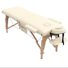 civama Portable Foldable Massage Table Beige PVC Leather Adjustable Headrest