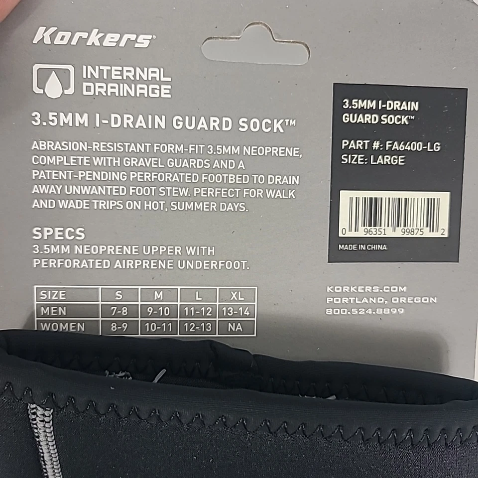 Calcetín protector de neopreno Korkers I-DRAIN 3,5 mm nuevo con etiquetas - tamaño grande Foto 4 de 4