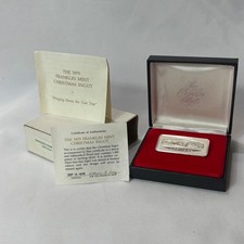.925 Sterling Silver Ingot 1979 Franklin Mint 1000 Grains In Box Xmas Yule Tree