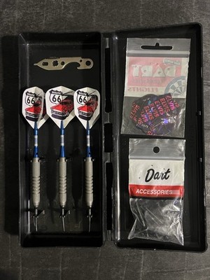 Farebrother Set Of 3 Route 66 Darts W/Case & Accessories Elvis Flights/Tips