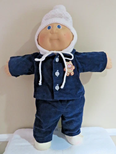 Vtg Coleco 1983 Cabbage Patch Kids Doll Blue Eyes & Bald Boy Corduroy Outfit