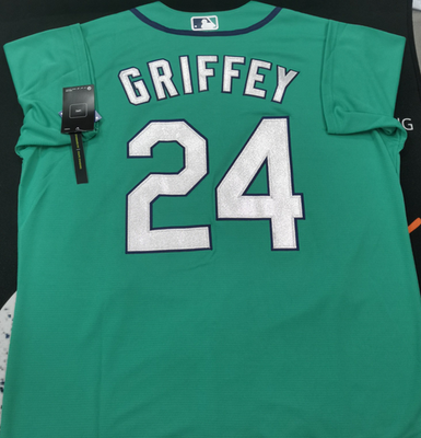 #ad #ad Ken Griffey Jr. #24 Mariners Aqua Cool Base Sewn Stitched Jersey. $46.99