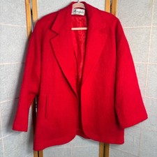 Vintage Mayfair of California Red Wool Fuzzy Mohair Style Coat Jacket Blazer