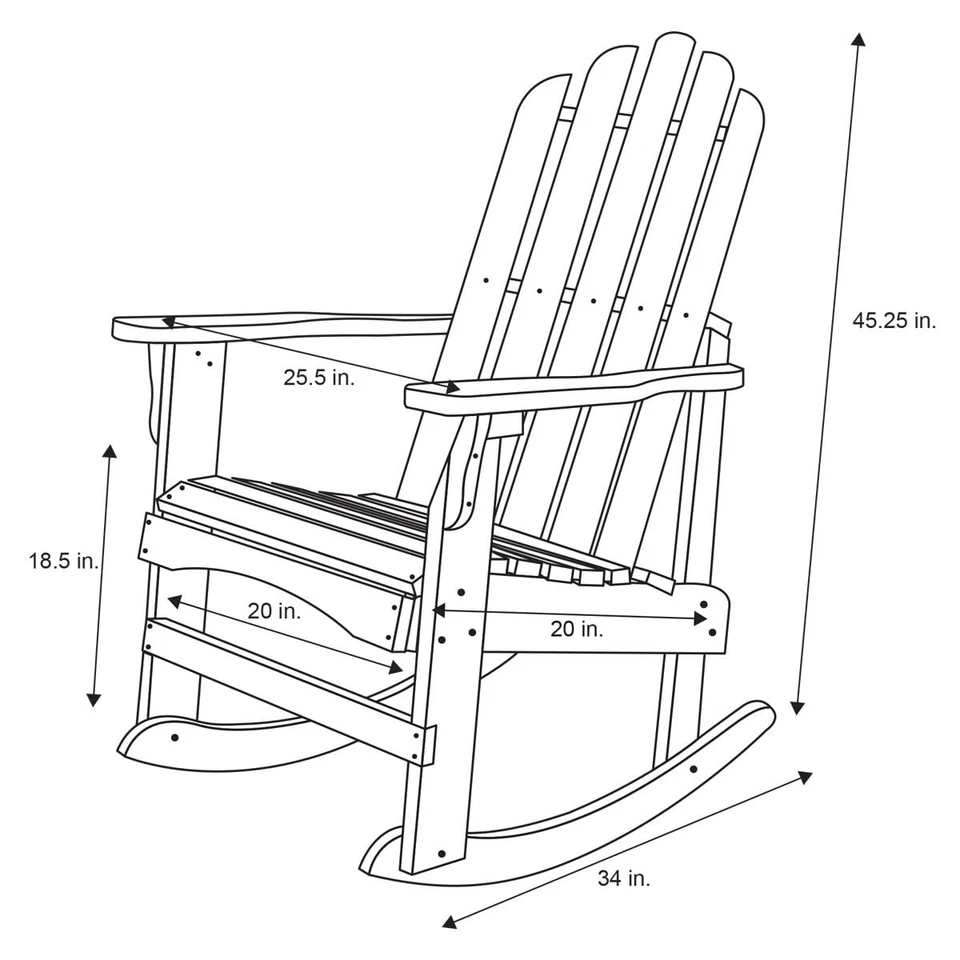 Деревянное кресло-качалка Marina Adirondack для крыльца, для помещений и улицы, красное чили - Изображение 3 из 4