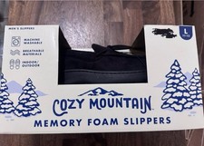 Cozy Mountain Men's Black Memory Foam Slippers