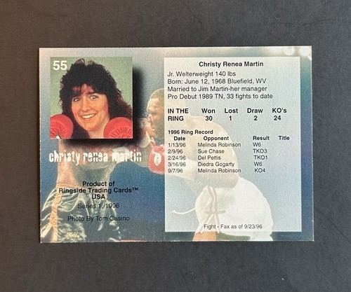 1996 Ringside Boxing Christy Martin #55 Rookie RC Christy Movie Sydney Sweeney - Bild 2 von 2