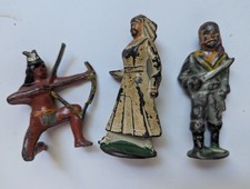 3 Vintage Cast Lead Manoil Barclay Toys - Indian - Military Nurse - Warrior