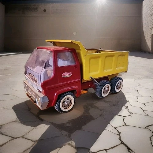 Vintage Tonka Turbine Dump Truck 2465 ~ Red & Yellow Pressed Steel