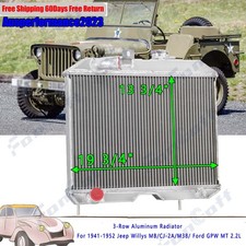 3-row Aluminum Radiator For 1941-1952 Jeep Willys Mbcj-2am38 Ford Gpw Mt 2.2l 3-row Aluminum Radiator For 1941-1952 Jeep Willys Mbcj-2am38 Ford Gpw Mt 2.2l