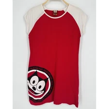 Felix the Cat Red Graphic T-Shirt Dress Size Medium Cartoon Vintage 2004 Y2K