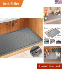 Versatile 34" x 22" Silicone Under Sink Mat - Stylish Dark Gray  Easy Care