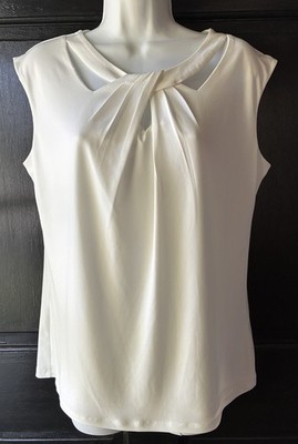 Kasper NWT Women's Sleeveless Blouse Top Keyhole Opening  Ivory Medium