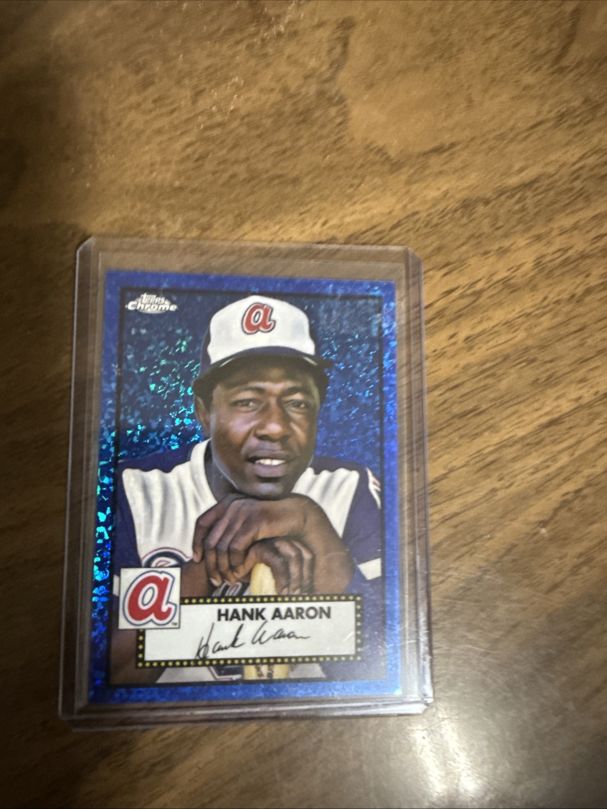 2021 TOPPS CHROME PLATINUM ANNIVERSARY HANK AARON 70TH MINI-BLUE DIAMONDS /199