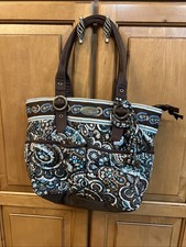 Donna Sharp Quilted Patchwork Shoulder Bag Brown Teal