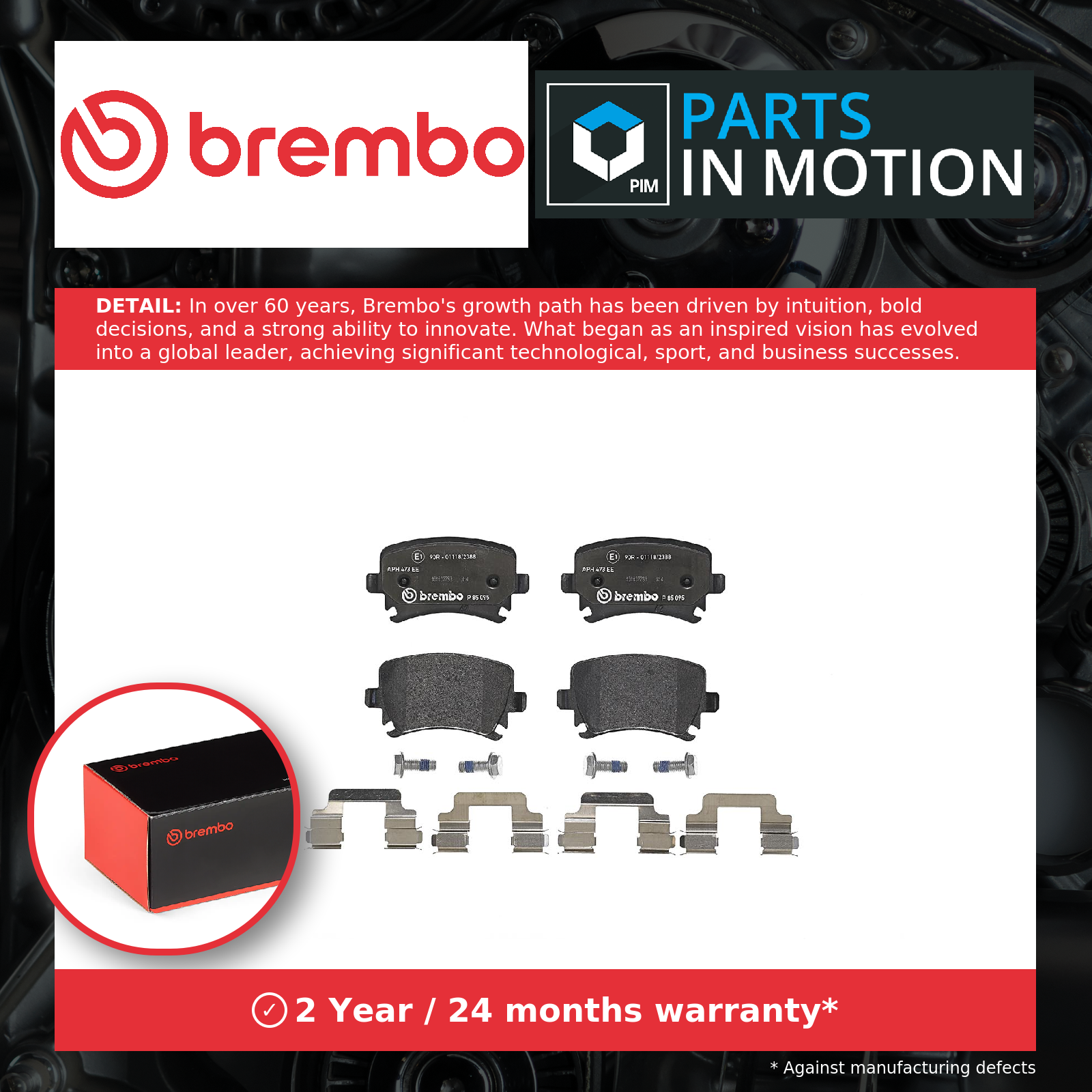 Brake Pads Set fits VW SCIROCCO Mk3 1.4 Rear 08 to 17 Brembo 1K0698451B Quality