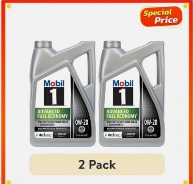 (2 pack) Mobil 1 Advanced Fuel Economy Full Synthetic Motor Oil 0W-20, 5 Quart