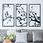 3 Pcs Birds On Branch Large Metal Wall Art Decor,Black Tree of Life Silhouett...