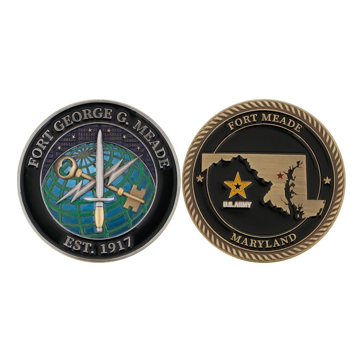 ARMY FORT GEORGE G. MEADE MARYLAND  1.75" CHALLENGE COIN