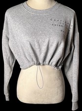 Calvin Klein Sweatshirt Women's Sz Small Cropped Spelled Out Logo Long Sleeve