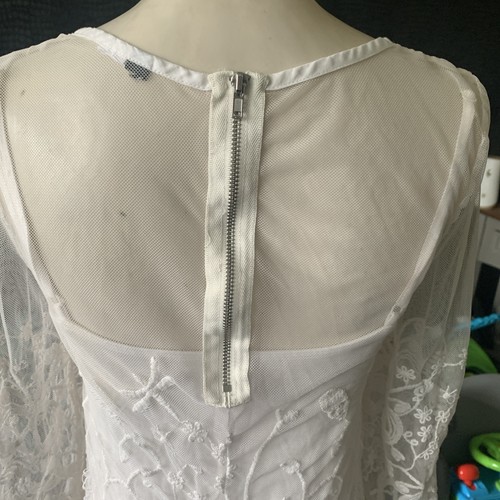 Ladies Dressy Lined Sheer Cream Dress Size Small From H&M - Picture 8 of 8