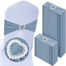 50 Pcs Spandex Chair Sashes with Heart Shaped Buckle Slider Stretch Chair Cov...