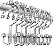 Utopia Bedding Double Glide Roller Set of 12 Shower Curtain Hooks, Double Sided