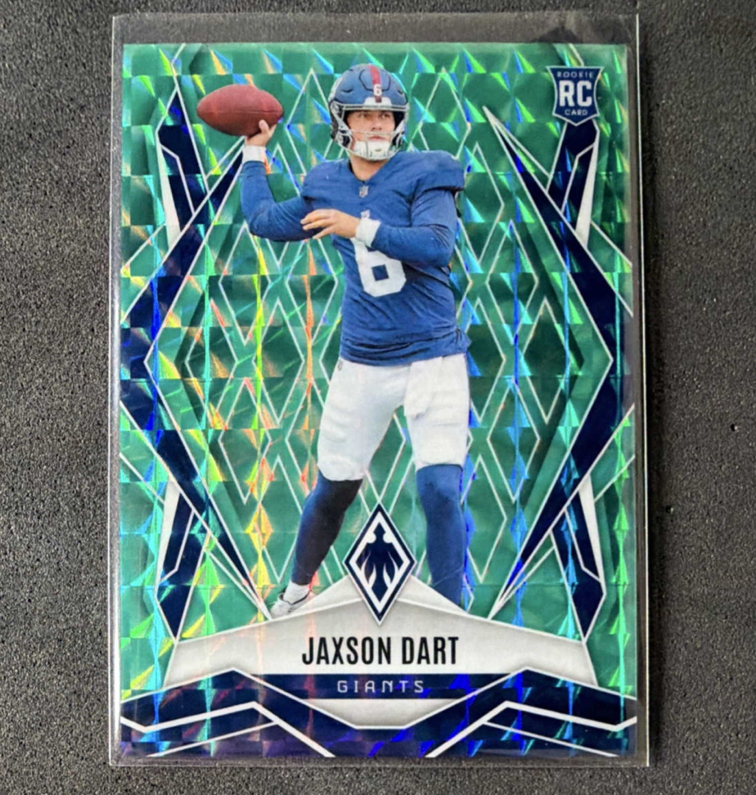 Panini Phoenix 2025 Jaxson Dart RC #200 Teal Pyramids Giants /225 NFL Card