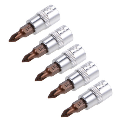 5 Pcs 1/4'' Drive x PH1 Phillips Bit Socket, Standard Metric, S2 and Cr-V Steel