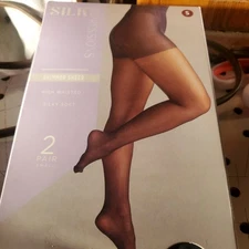 Silk Impressions Sheer Support Pantyhose 2 Pack Size XXXL Coffee Bean New