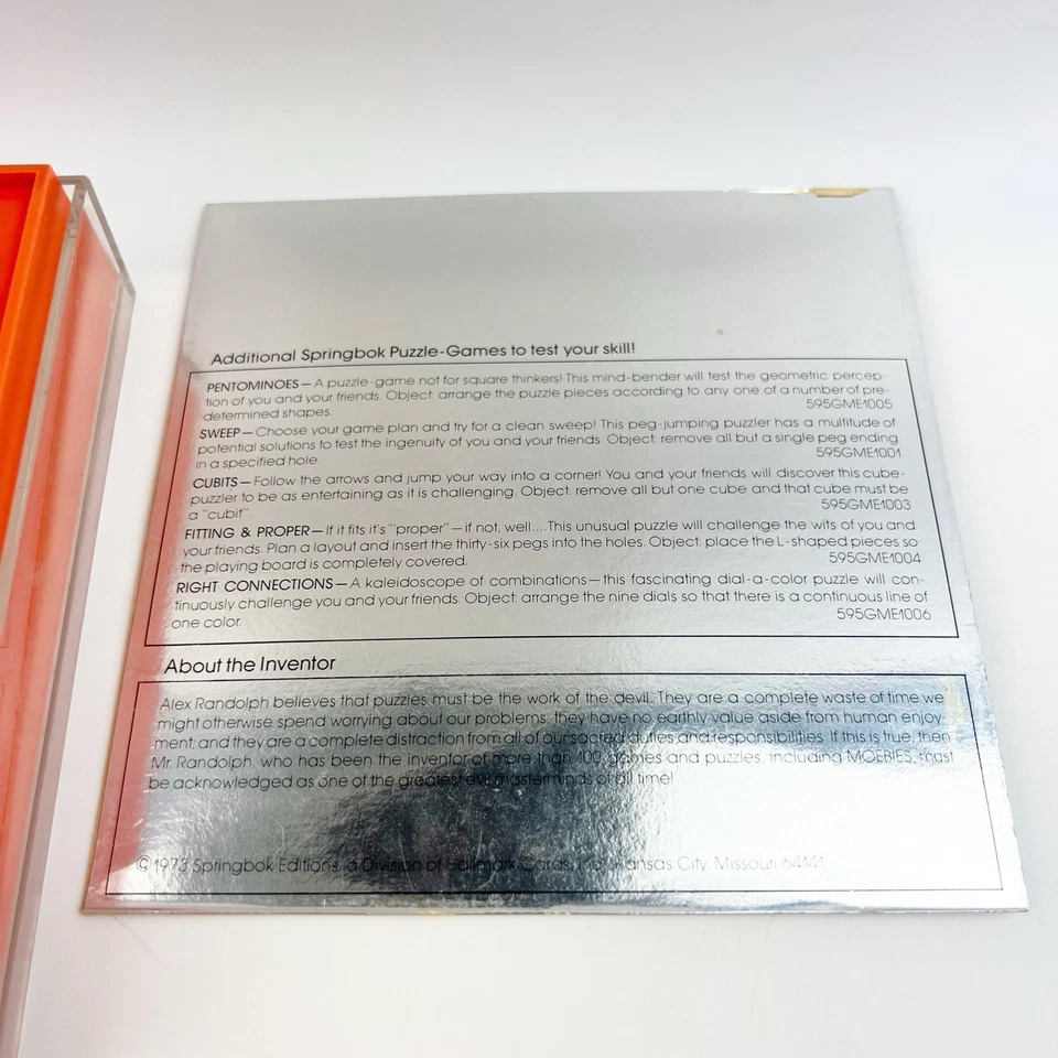 Vintage 1973 Moebies Op Art Peg Game Alex Randolph Springbok Puzzle Complete - Image 4 of 4