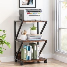 Printer Stand, 3-Tier Rolling Printer Cart Under Desk Storage for Home Office