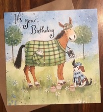 Farmyard Capers Animals-Horse-Dog ‘Country Companions’-Farm-Birthday-Blank Card