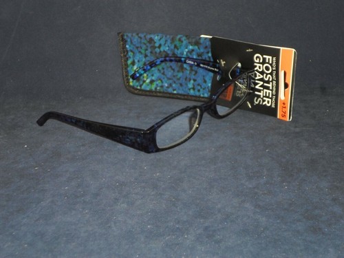 Foster Grant Reading Glasses With Bonus Case +1.75 Blue G13 - Picture 2 of 4