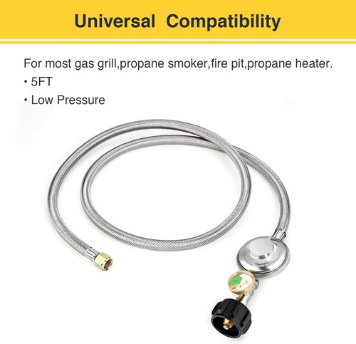 5 FT LP Propane Quick Connect Hose Gas Grill Hose for LB Appliance 3/8 Female - Picture 4 of 10