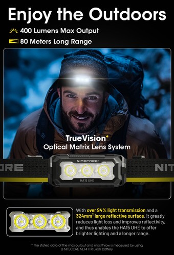 Nitecore HA15 UHE Ultra Lightweight 400 lumen AA headlamp Head Torches - Picture 9 of 23