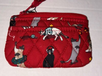 New Vera Bradley Factory Style Zip Coin Purse in Holiday Cats