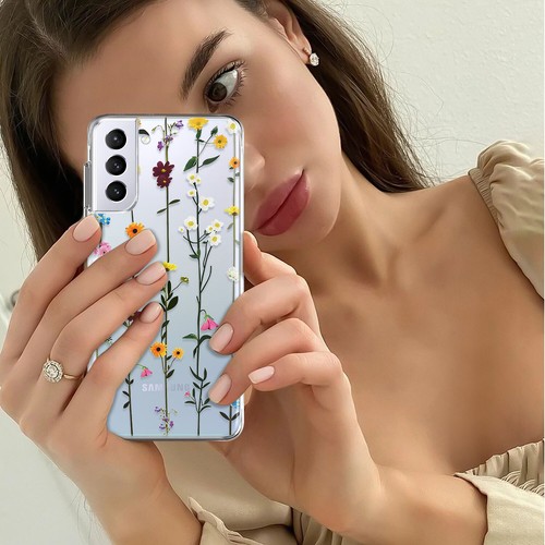 Flower Design Phone Case Clear Soft Cover For Samsung Galaxy S23 S22 S21 FE S24 - Picture 59 of 98