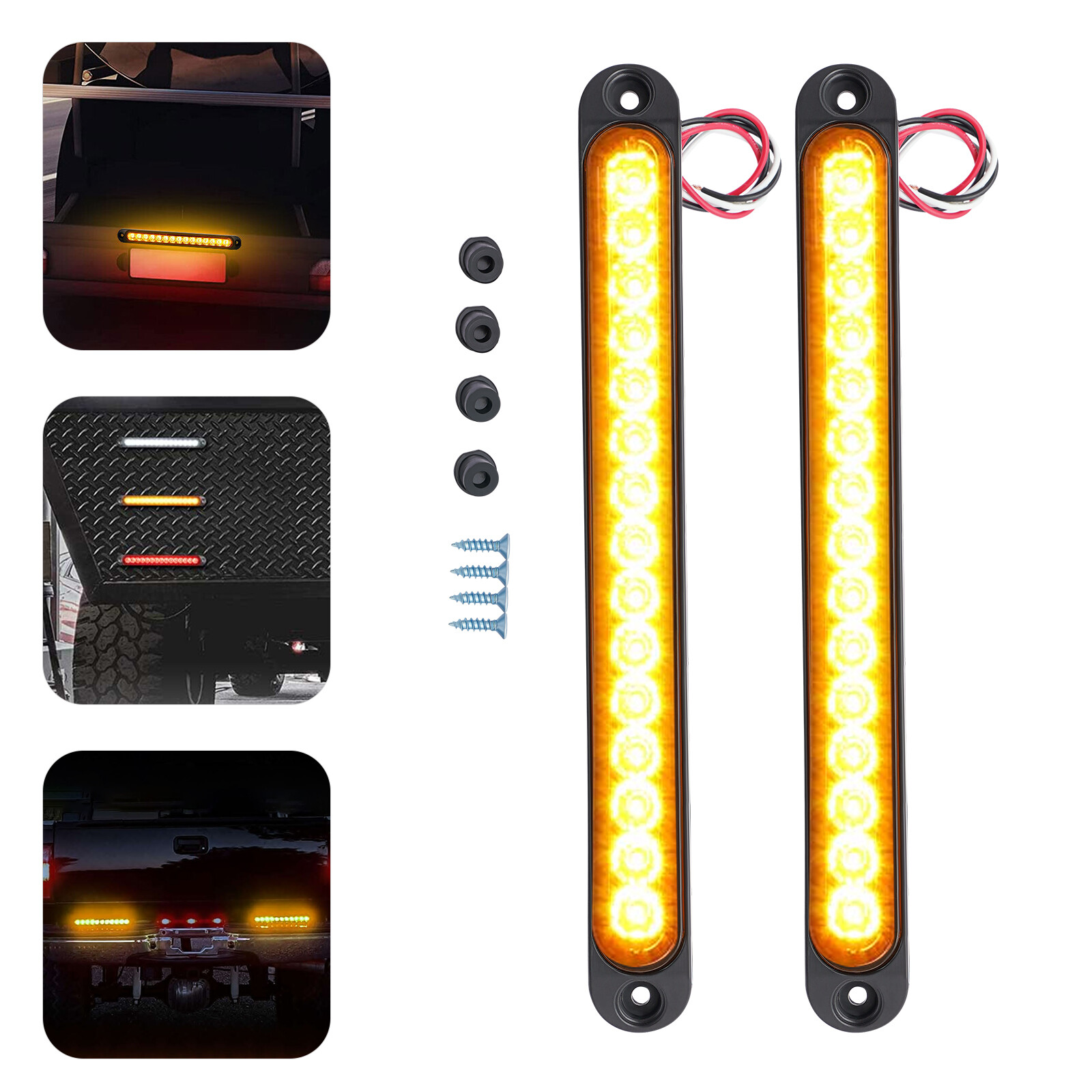 2pcs 15LED Universal Truck Trailer Strip Brake Tail Turn Light Bars