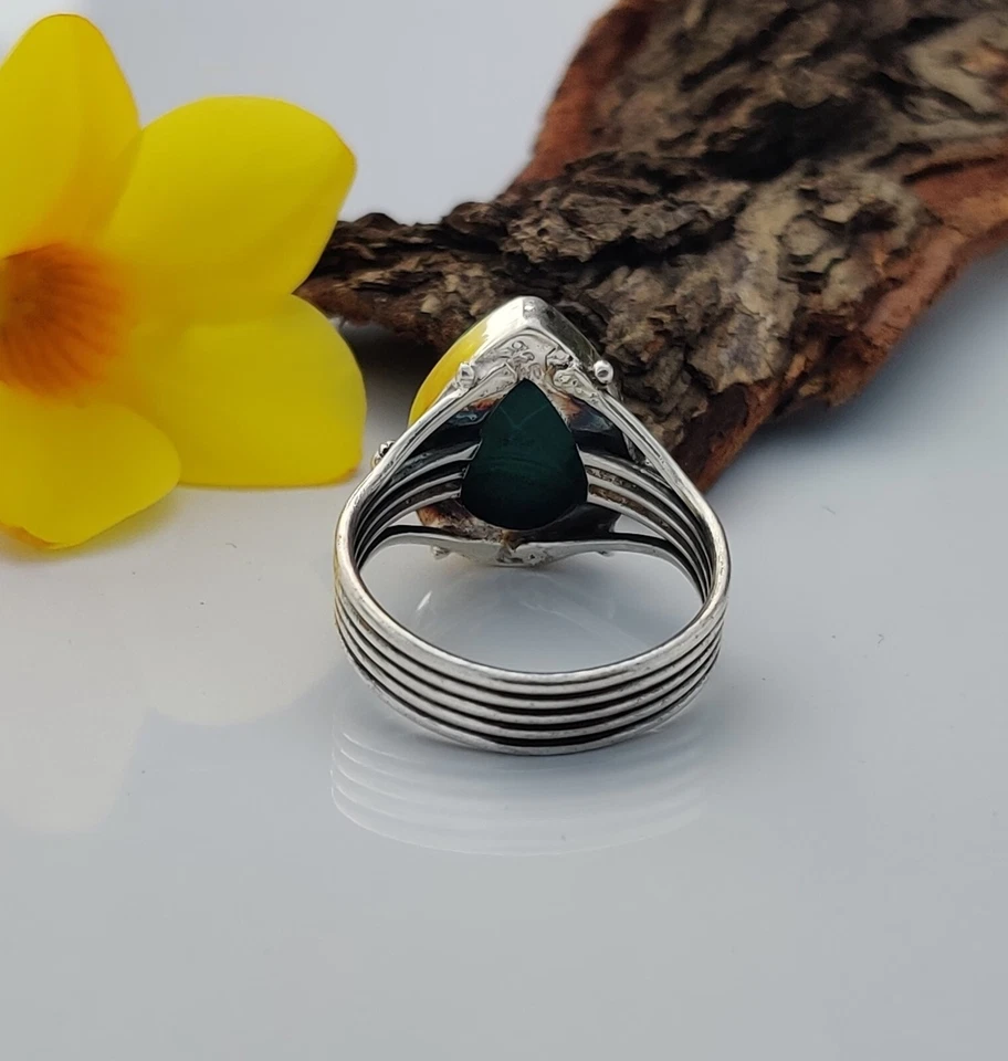 Malachite Ring 925 Sterling Silver Amazing Green Gemstone Color All Size MO** - Image 3 of 4