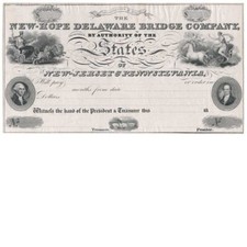 New-Hope Delaware Bridge Co. NJ-PA Treasury Note Proof, 1823-1824, A. B. & C.