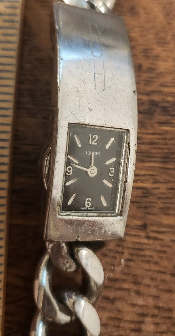 Vintage SWANK 17 Jewel Mechanical ID Bracelet Watch RDH eBay