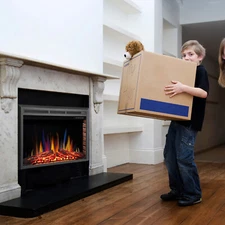 YUKOOL Electric Fireplace Insert, Recessed Heater,Lmitation Log Decoration