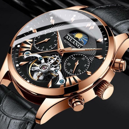 AILANG top luxury brand men's mechanical watch moon phase